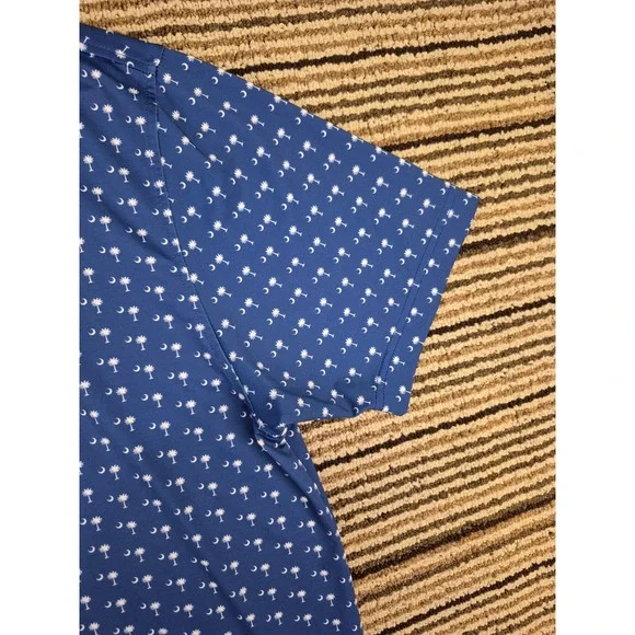 Rhoback Mens Blue South Carolina Palmetto Tree Crescent Performance Polo Shirt M - Picture 5 of 10